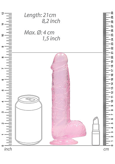 REALROCK 8IN REALISTIC DILDO W/ BALLS CLEAR PINK