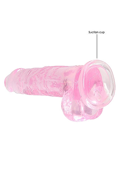 REALROCK 8IN REALISTIC DILDO W/ BALLS CLEAR PINK