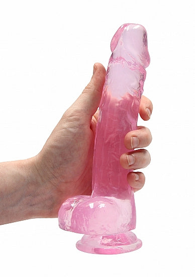 REALROCK 8IN REALISTIC DILDO W/ BALLS CLEAR PINK
