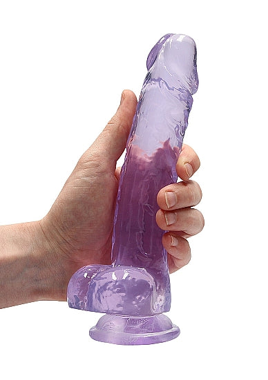 REALROCK 8IN REALISTIC DILDO W/ BALLS CLEAR PURPLE