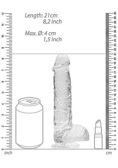 REALROCK 8IN REALISTIC DILDO W/ BALLS CRYSTAL CLEAR