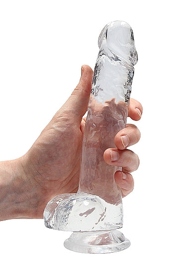 REALROCK 8IN REALISTIC DILDO W/ BALLS CRYSTAL CLEAR