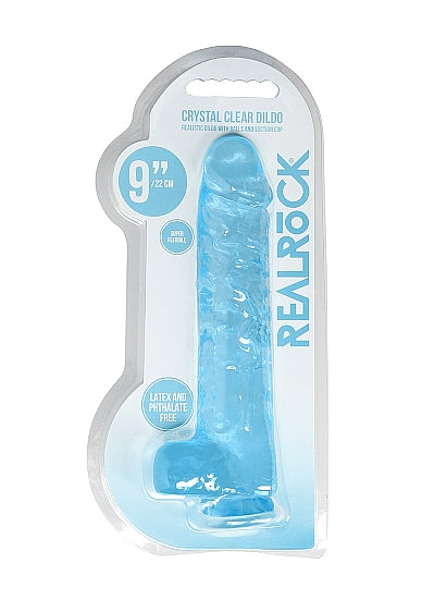 REALROCK 9IN REALISTIC DILDO W/ BALLS BLUE