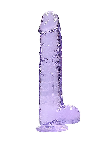 REALROCK 9IN REALISTIC DILDO W/ BALLS CLEAR PURPLE
