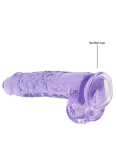 REALROCK 9IN REALISTIC DILDO W/ BALLS CLEAR PURPLE