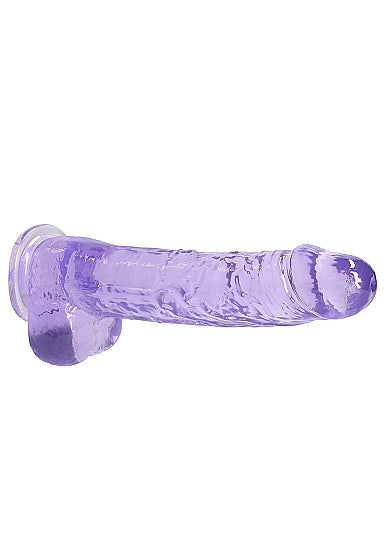 REALROCK 9IN REALISTIC DILDO W/ BALLS CLEAR PURPLE