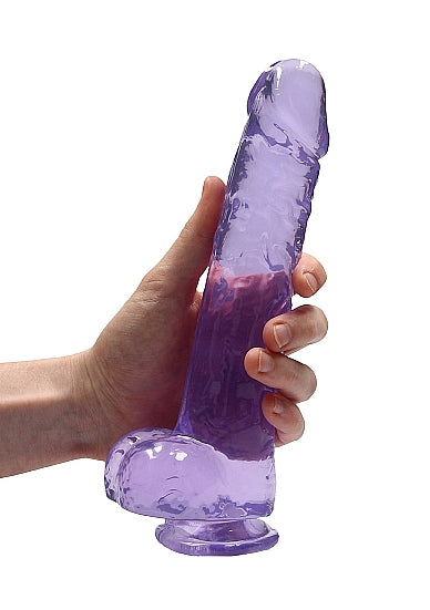 REALROCK 9IN REALISTIC DILDO W/ BALLS CLEAR PURPLE