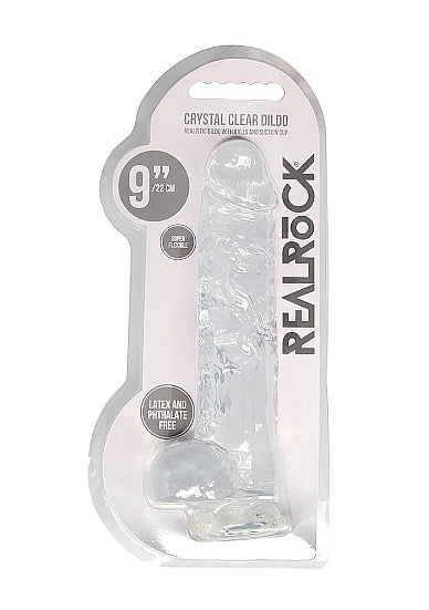 REALROCK 9IN REALISTIC DILDO W/ BALLS CRYSTAL CLEAR