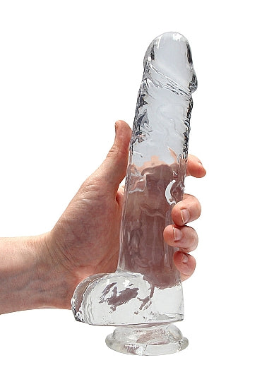 REALROCK 9IN REALISTIC DILDO W/ BALLS CRYSTAL CLEAR