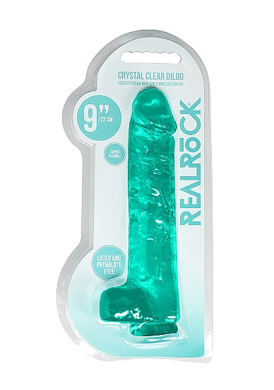 REALROCK 9IN REALISTIC DILDO W/ BALLS TURQUOISE