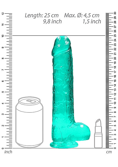 REALROCK 9IN REALISTIC DILDO W/ BALLS TURQUOISE