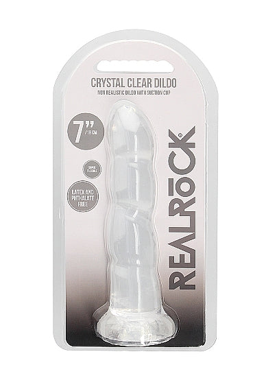REALROCK NON REALISTIC DILDO W SUCTION CUP 7IN TRANSPARENT