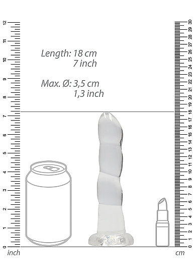 REALROCK NON REALISTIC DILDO W SUCTION CUP 7IN TRANSPARENT