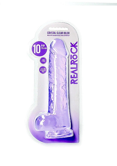 REALROCK REALISTIC DILDO W/ BALLS 10IN PURPLE
