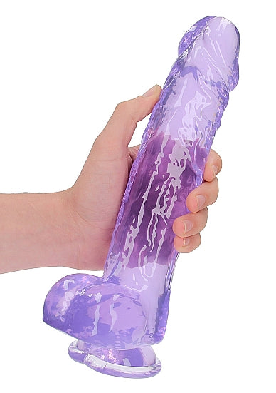 REALROCK REALISTIC DILDO W/ BALLS 10IN PURPLE