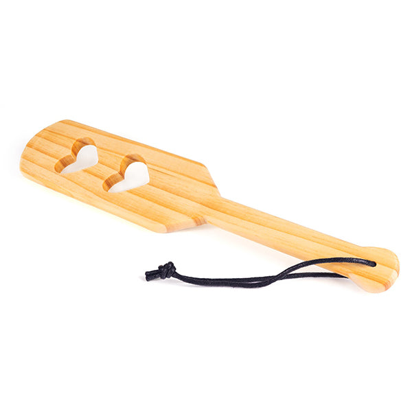 WOOD PADDLE 36CM 2 CUT OUT HEARTS