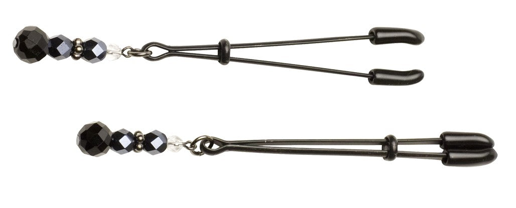 BLACK TWEEZER CLAMP BLACK W/BEADS