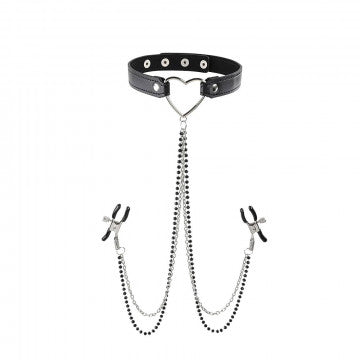 SEX & MISCHIEF AMOR COLLAR W/ NIPPLE JEWELRY