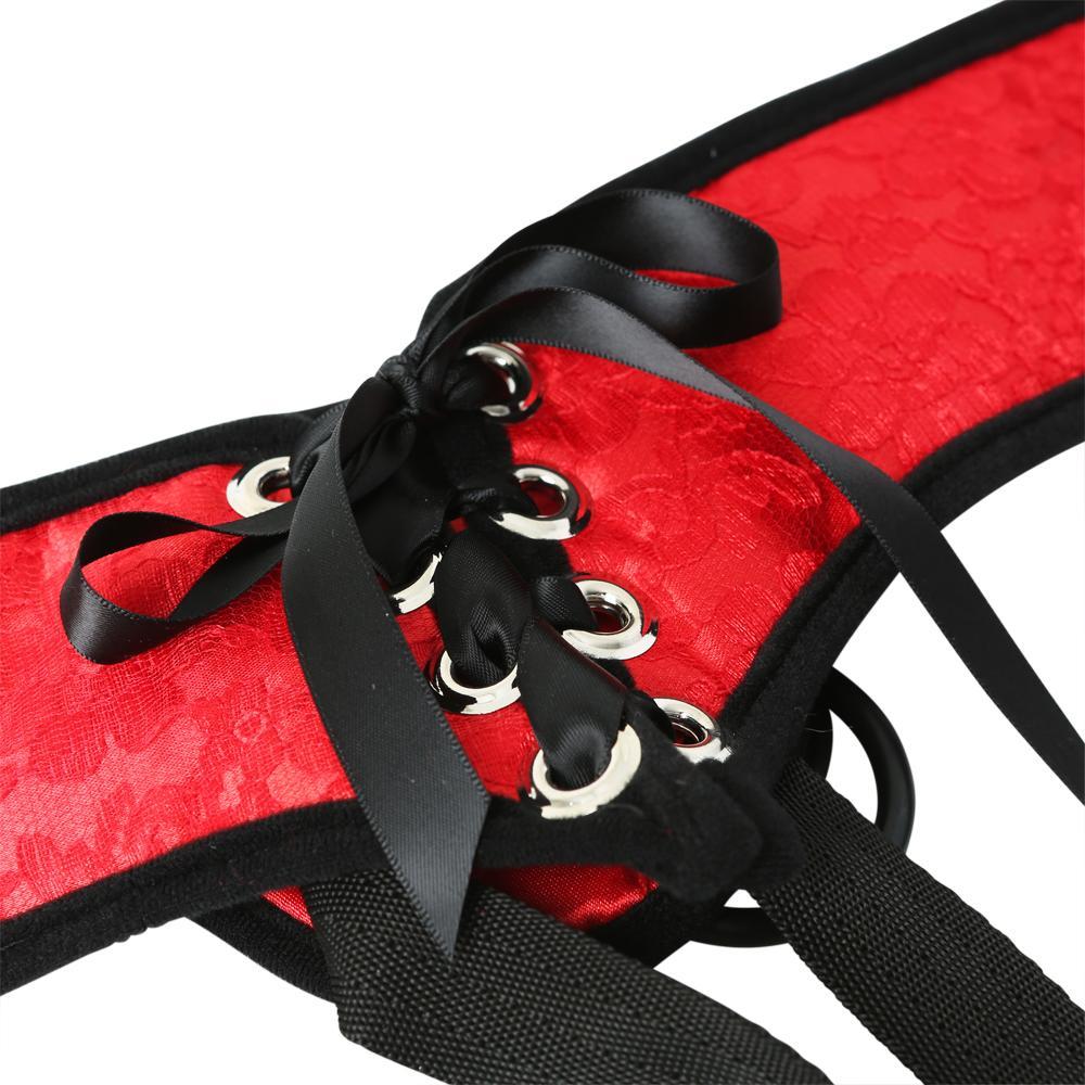 RED LACE CORSETTE STRAP ON