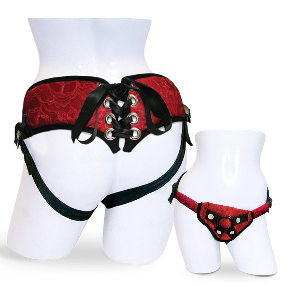 RED LACE CORSETTE STRAP ON