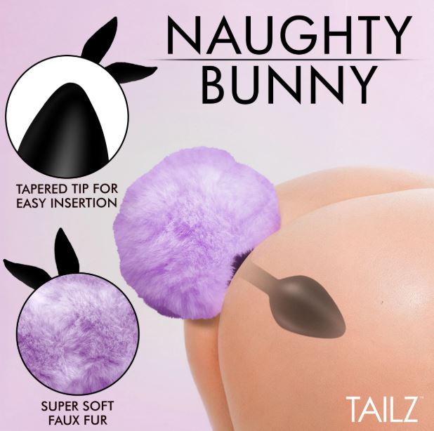 TAILZ FLUFFY BUNNY TAIL SILICONE PLUG PURPLE