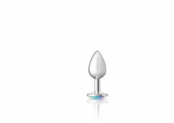 CHEEKY CHARMS ROUND CLEAR IRIDESCENT SMALL SILVER PLUG