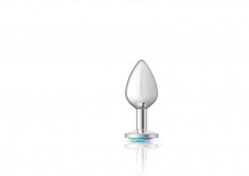 CHEEKY CHARMS ROUND CLEAR IRIDESCENT MEDIUM SILVER PLUG