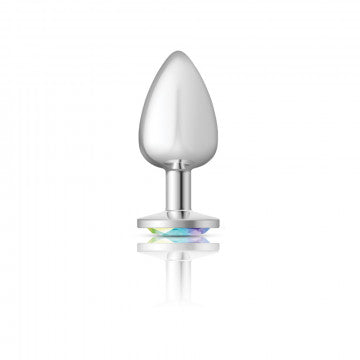 CHEEKY CHARMS ROUND CLEAR IRIDESCENT LARGE SILVER PLUG