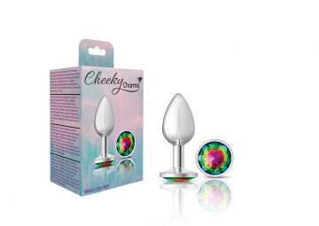 CHEEKY CHARMS ROUND RAINBOW SMALL SILVER PLUG
