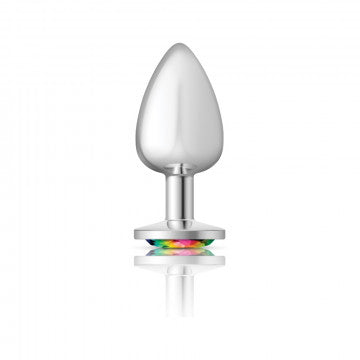 CHEEKY CHARMS ROUND RAINBOW LARGE SILVER PLUG