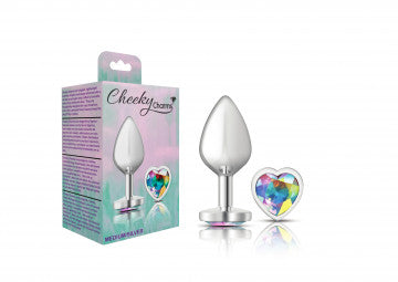 CHEEKY CHARMS HEART CLEAR IRIDESCENT MEDIUM SILVER PLUG