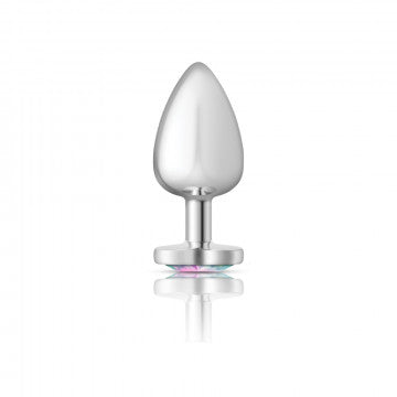 CHEEKY CHARMS HEART CLEAR IRIDESCENT LARGE SILVER PLUG