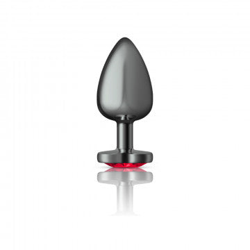 CHEEKY CHARMS HEART DEEP RED LARGE GUNMETAL BUTT PLUG