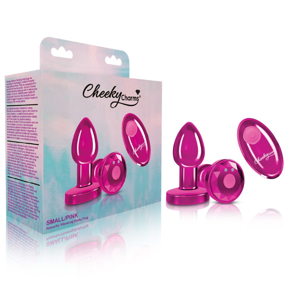 CHEEKY CHARMS VIBRATING METAL PLUG PINK SMALL W/ REMOTE