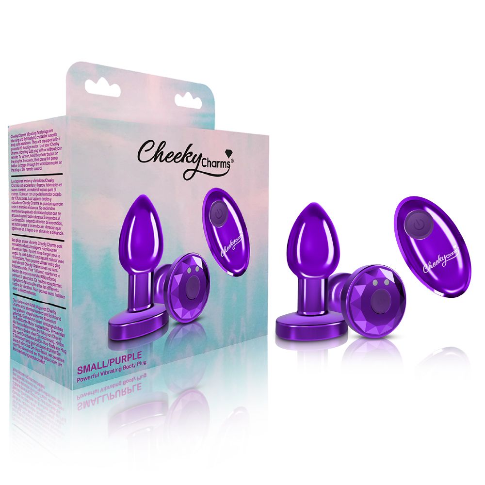 CHEEKY CHARMS VIBRATING METAL PLUG PURPLE SMALL W/ REMOTE