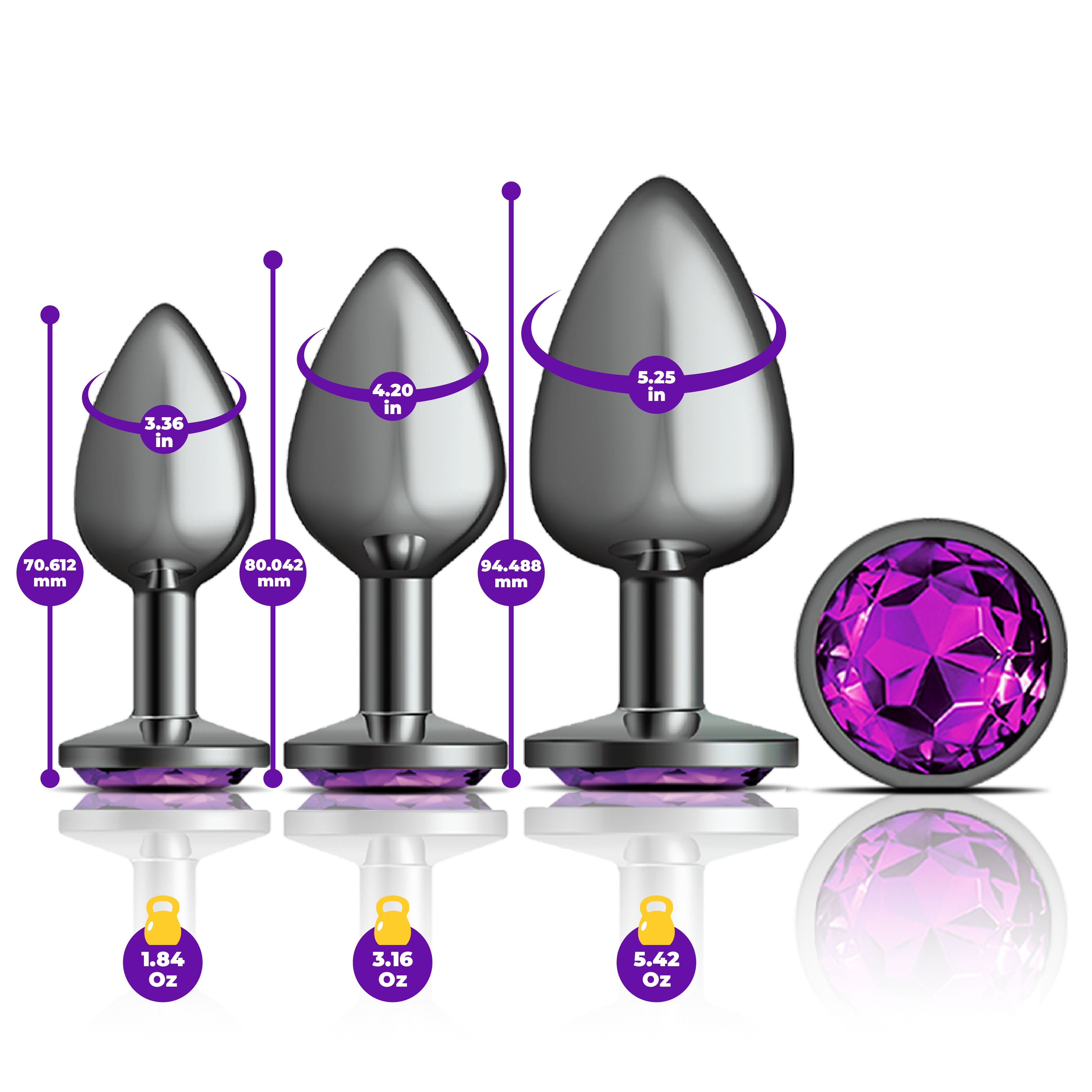 CHEEKY CHARMS METAL PLUG KIT GUNMETAL ROUND DEEP PURPLE