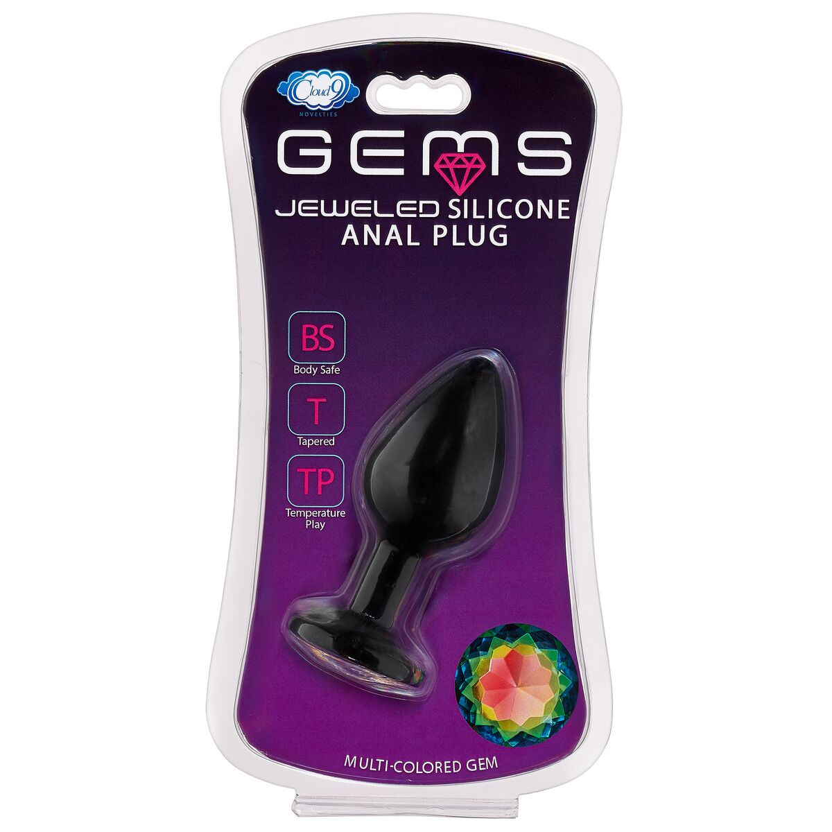 CLOUD 9 GEMS BLACK SILICONE ANAL PLUG MEDIUM