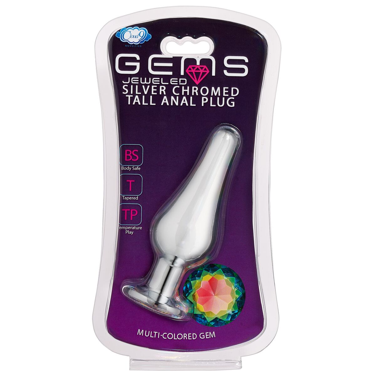 CLOUD 9 GEMS SILVER CHROMED TALL ANAL PLUG SMALL