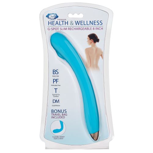 CLOUD 9 HEALTH & WELLNESS RECHARGEABLE G-SPOT SLIM 8IN SINGLE MOTOR AQUA BLUE
