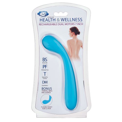 CLOUD 9 HEALTH & WELLNESS RECHARGEABLE G-SPOT SLIM 7IN DUAL MOTORS AQUA BLUE