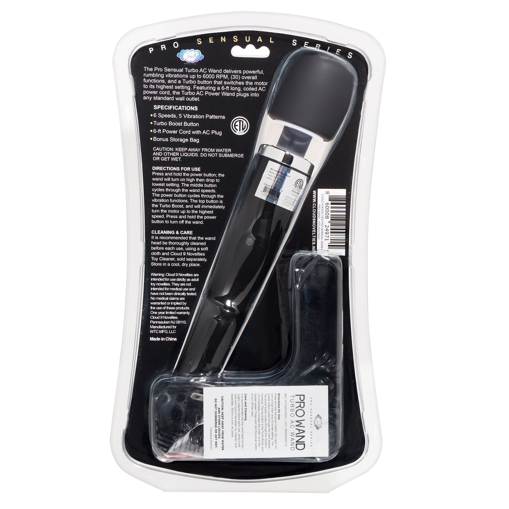 TURBO AC POWER WAND - BLK PRO SENSUAL SERIES