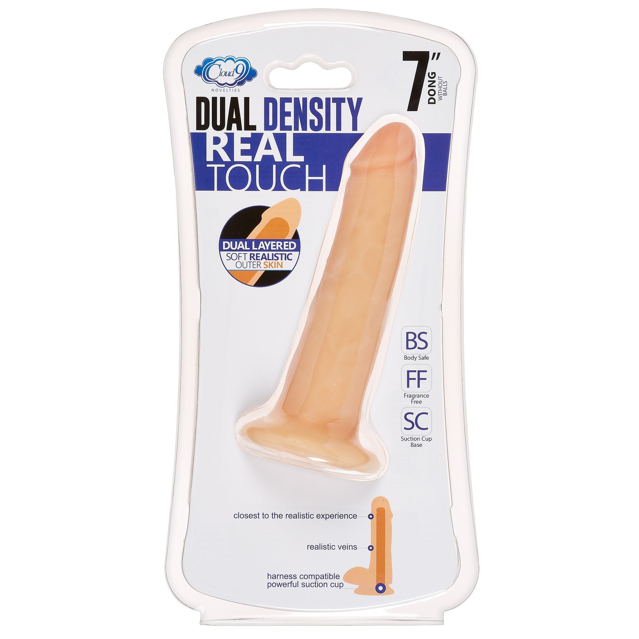 CLOUD 9 DUAL DENSITY DILDO TOUCH 7IN W/ NO BALLS LIGHT