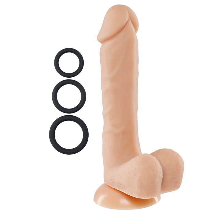PRO SENSUAL PREMIUM SILICONE DONG W/ 3 C RINGS LIGHT 8 "