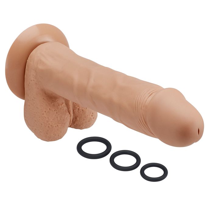 PRO SENSUAL PREMIUM SILICONE DONG W/ 3 C RINGS TAN 9 "