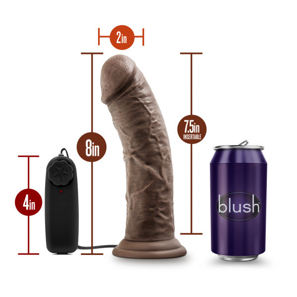 Dr Skin Dr Joe 8in Vibrating Cock W/ Suction Cup Chocolate