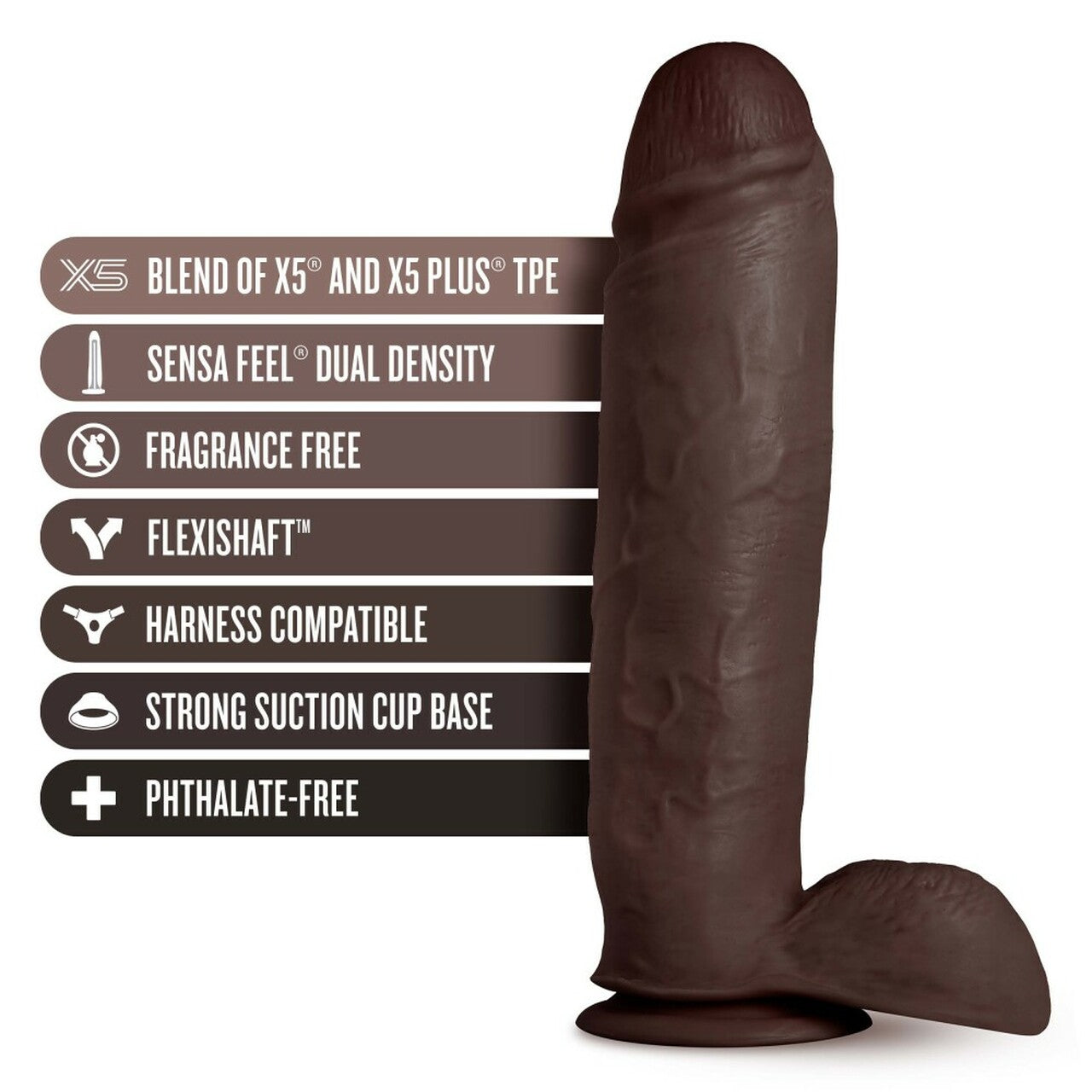 Au Naturel Huge 10in Dildo Chocolate
