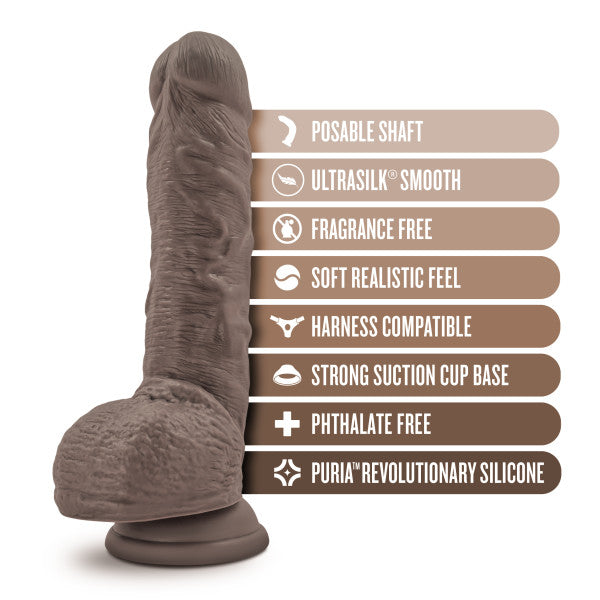 Dr Skin Dr Mason 9in Dildo W/ Suction Chocolate