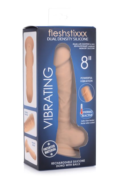 Fleshstixxx 8in Vibrating Dildo W/ Balls Medium