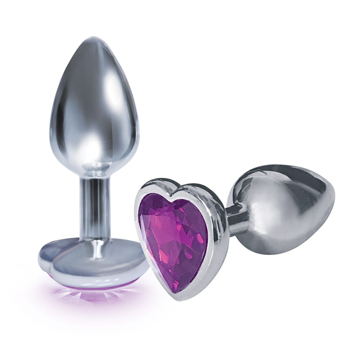 9's Silver Starter Heart Bejeweled Steel Plug Violet