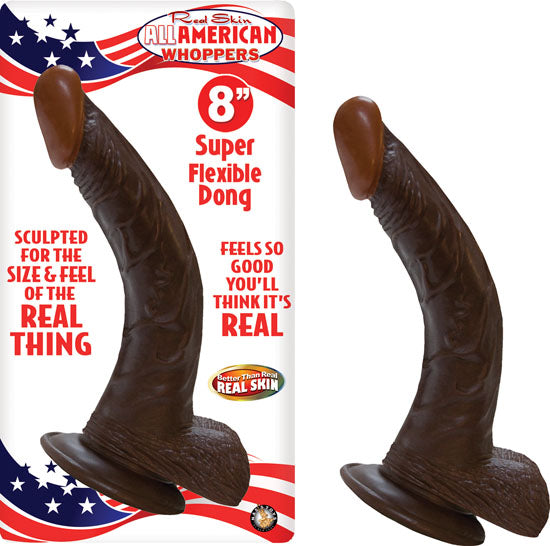Afro American Whopper 8in W/balls Brown